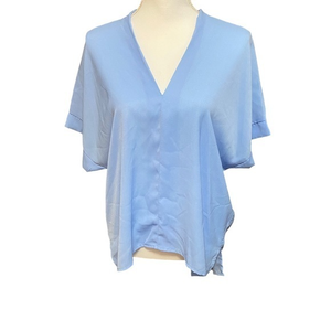Karlie Blue Short Sleeve V Neck Top Blouse‎